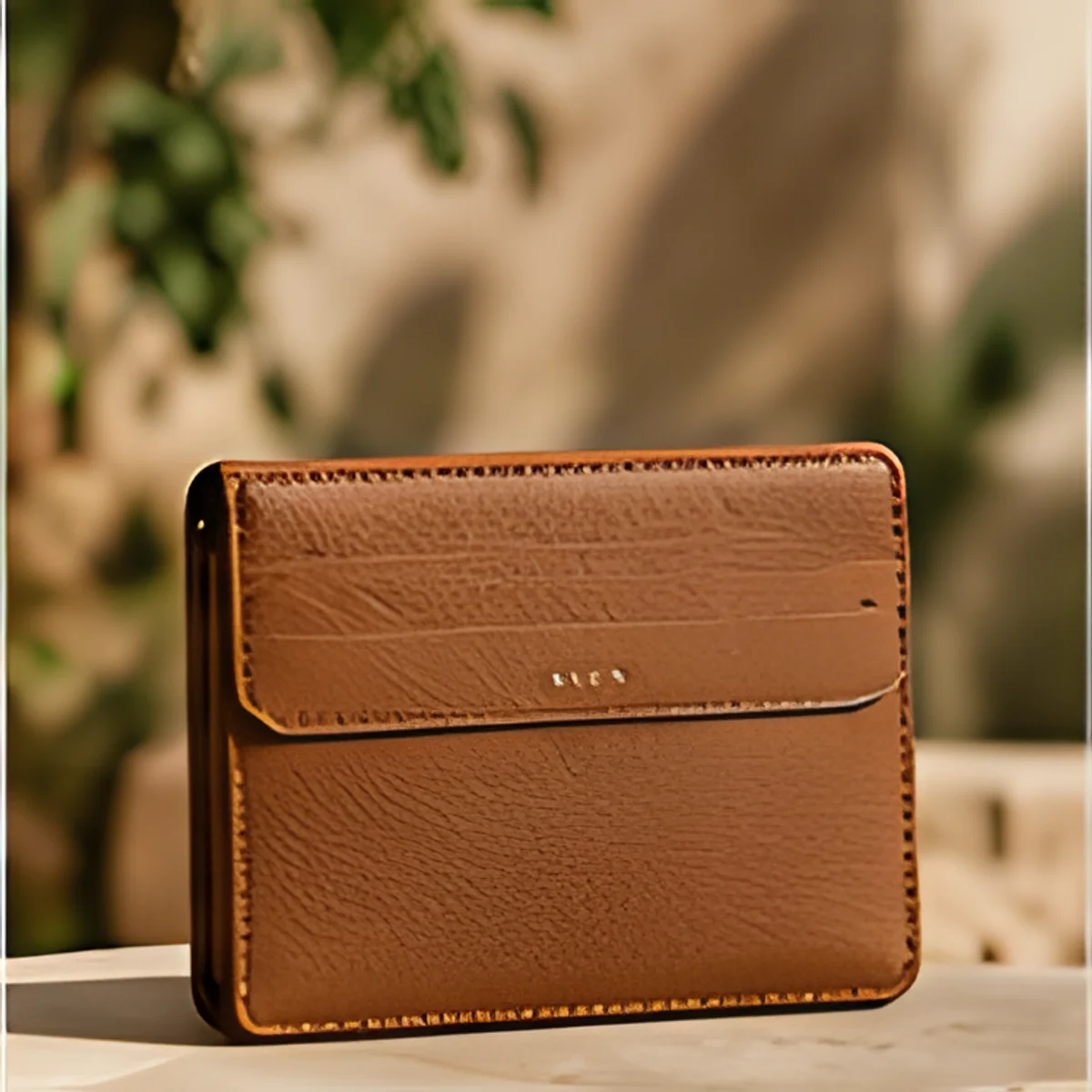 Card Holder in Brown, front view
