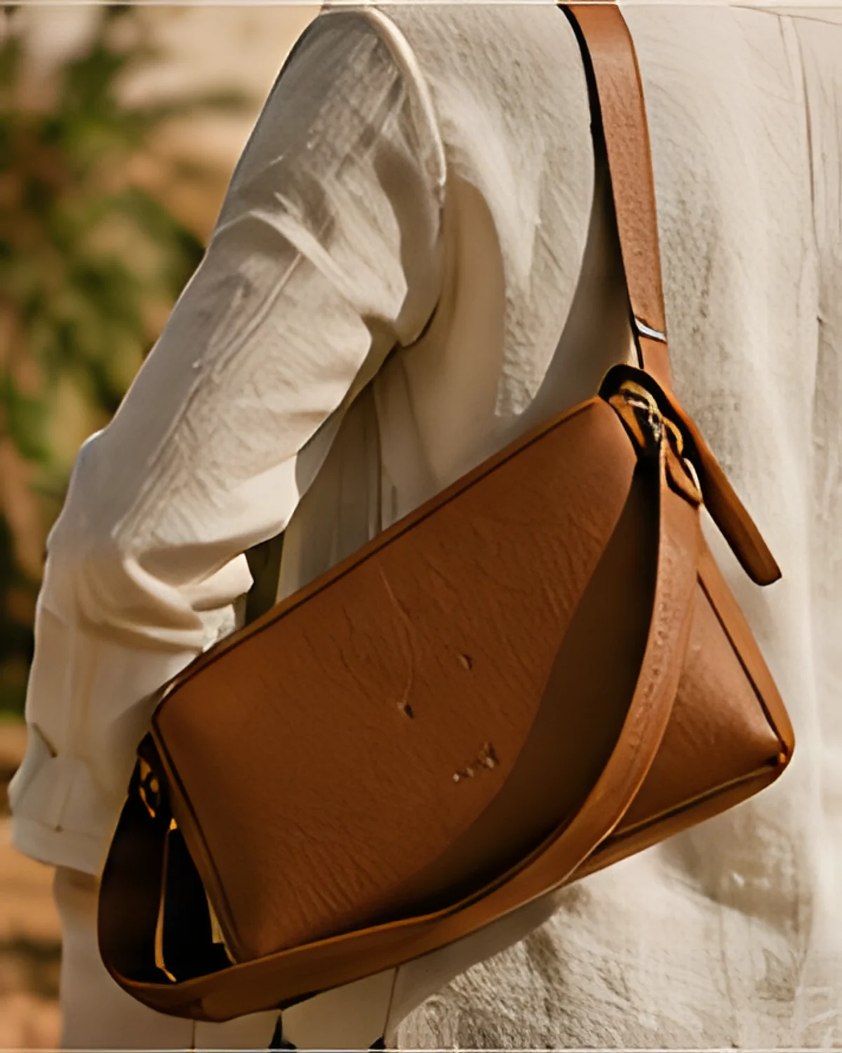 Everyday Sling Bag in Brown, styled in warm natural light