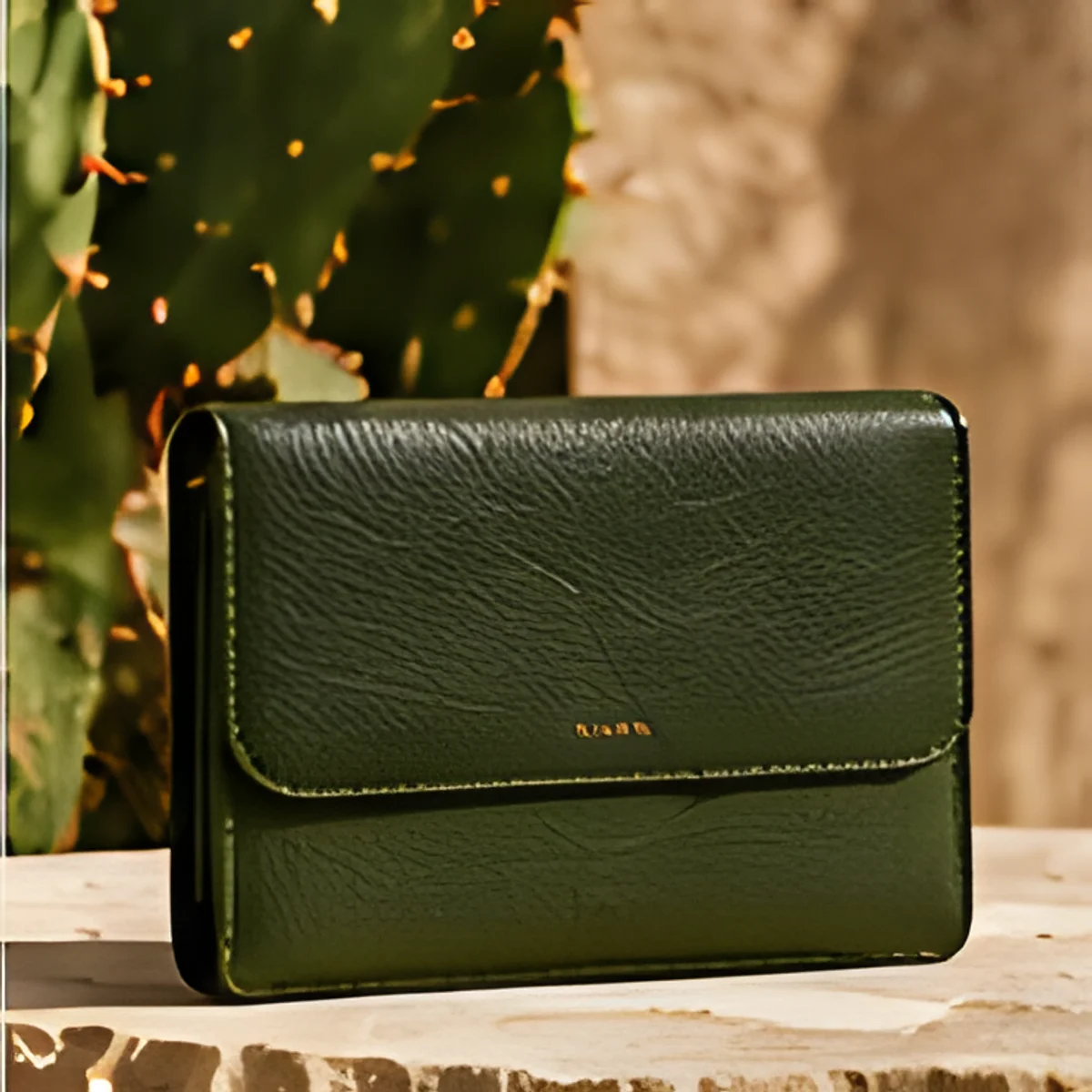Minimal Wallet in Olive Green, front view