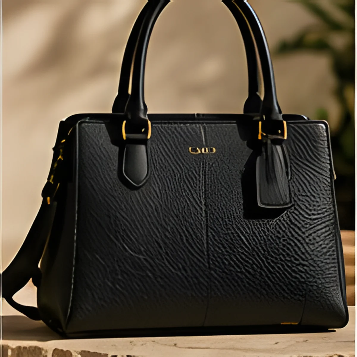 Structured Handbag in Black, front view